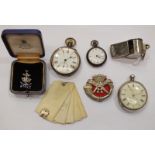 A silver-cased key-wind pocket watch marked "Michael Stier, Bath", (a/f), two other watches, a