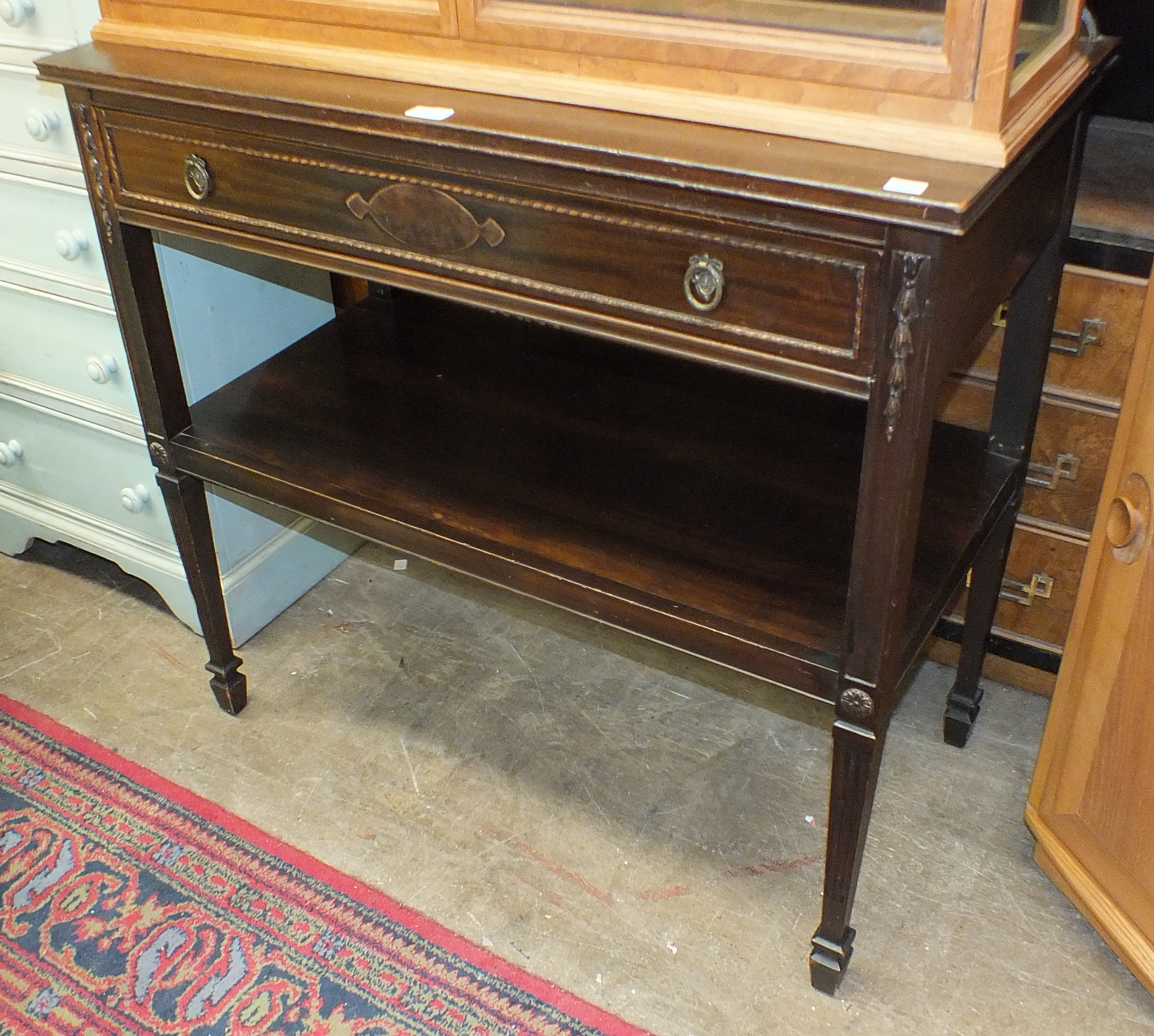 A set of five late-20th century walnut finish dining chairs with carved backs and upholstered seats, - Image 2 of 2