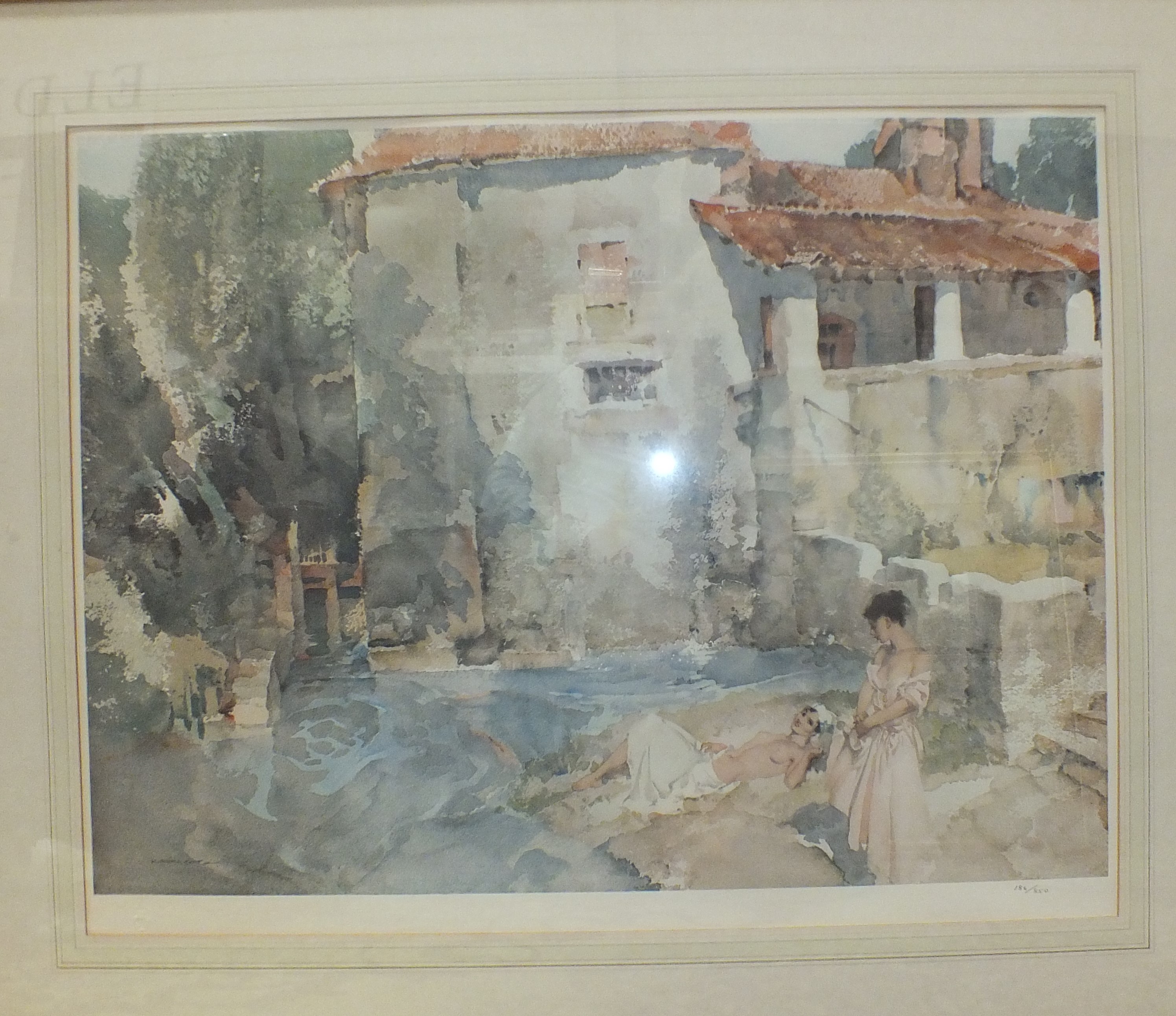 Sir William Russell Flint RA, a coloured print 'Mill Pool St Jean du Cole', limited-edition 186/850,