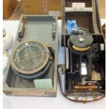 A Type-P10 compass in box and a military-issue bubble Sextant Mark 9, cased.