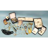 A quantity of silver and white metal jewellery and costume jewellery, pickle forks, etc.