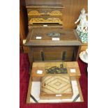 An Edwardian oak stationery and writing cabinet, with fitted interior marked Parkhouse & Co, Bath,