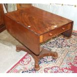 A Victorian drop-leaf breakfast table, the rectangular top above an end drawer, on turned column and
