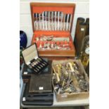A Flexfit plated canteen of cutlery in fitted case, another part-canteen of cutlery and various