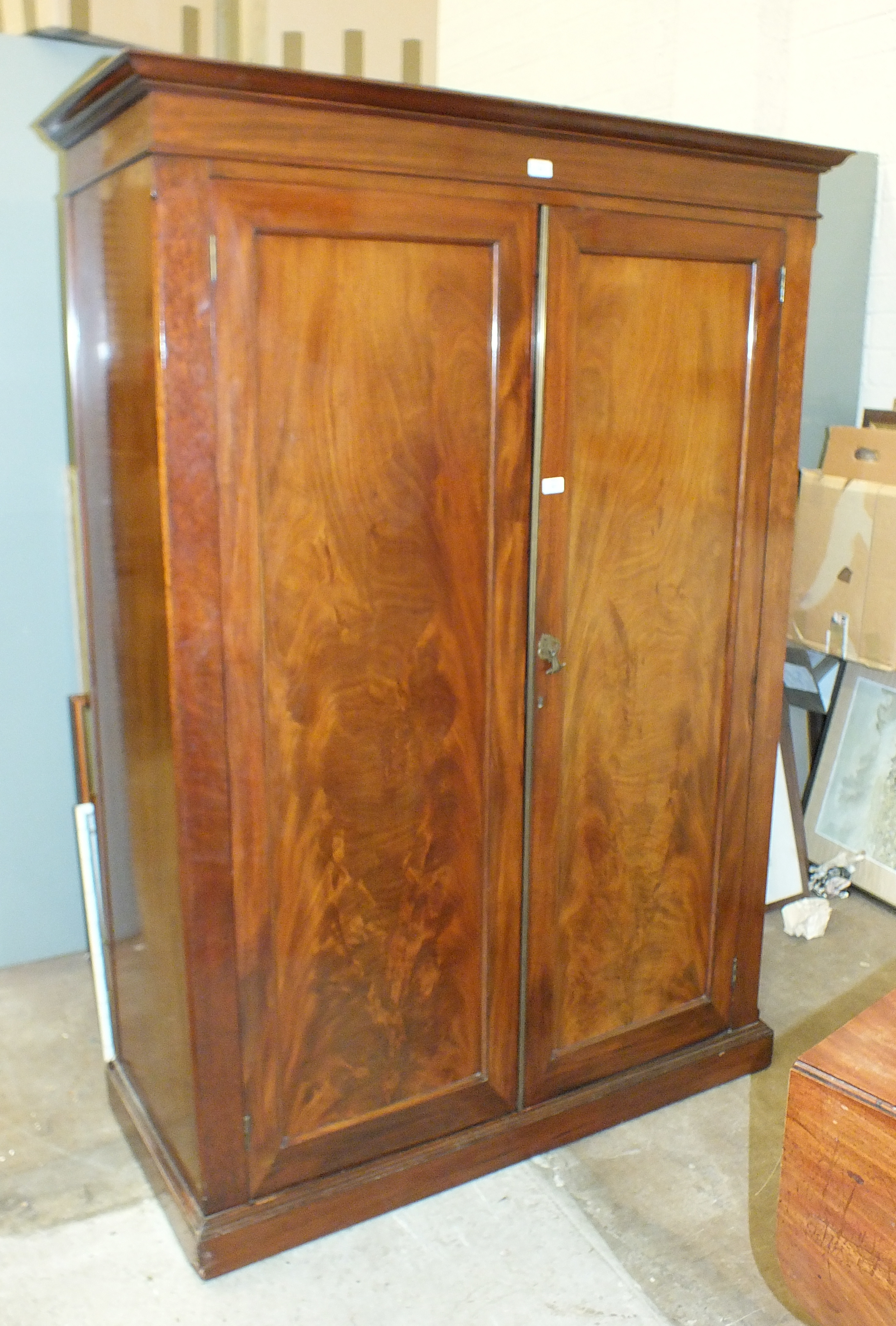 A 19th century mahogany two-door wardrobe, 127cm wide, 180cm high. - Image 2 of 2