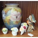 Two Goebel bird ornaments, 'Chaffinch' and 'Nuthatch', two Royal Worcester 'The Birds of Dorothy