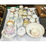 A collection of late-19th century and later decorative tea cups and tea ware, (mainly a/f).
