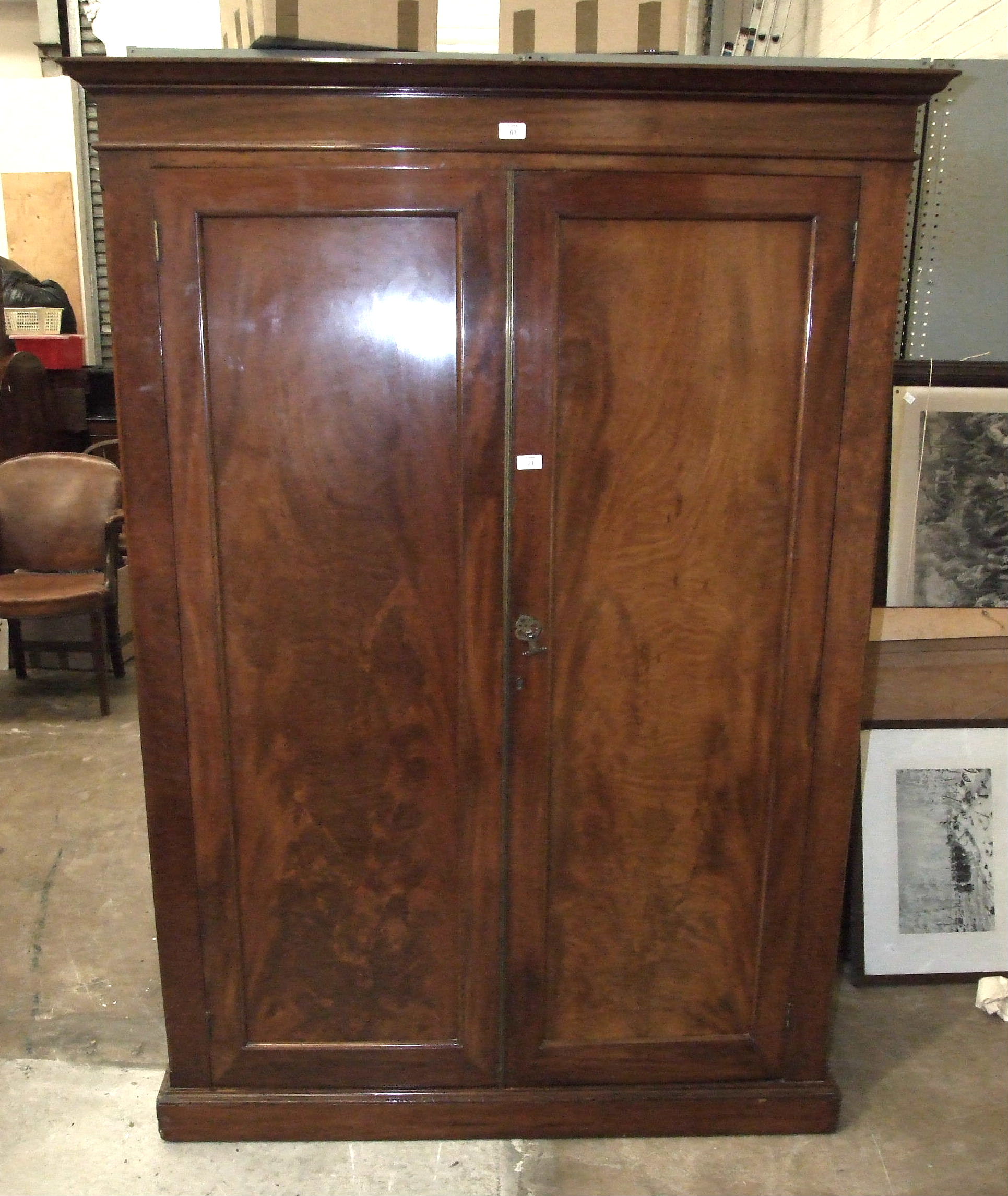 A 19th century mahogany two-door wardrobe, 127cm wide, 180cm high.
