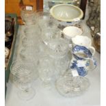 A part-suite of cut glass hobnail-decorated glasses, other glassware and ceramics.