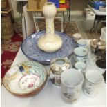 A large collection of damaged Chinese ceramic tankards, mugs and other ceramics.