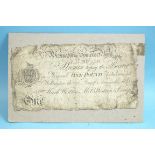 Wellington & Somerset Bank, Mark Westron, M.B. Westron & Company £1, 26 November 1813, serial number