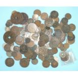 A collection of various World coinage and banknotes, including 19th century coinage.