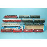 Märklin HO gauge, BoBo diesel V200056, four rail buses, five coaches, (all unboxed), a boxed coach