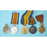 A WWI pair of medals to 40486 Cpl L J Bellis Devon R, British War and Victory Medals, another