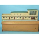 Märklin O gauge, a tinplate two-storey station building c1950's, 52cm, box bearing Märklin label