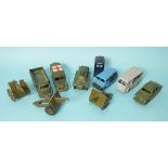 Dinky Toys, 624 Daimler Military Ambulance, 621 3-Ton Army Wagon and other diecasts, (10).