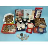 A Royal Mint 'HM Queen Elizabeth The Queen Mother 80th Birthday' seven-piece silver crown set, cased