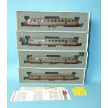 Rivarossi HO gauge, four boxed diesel rail cars in Automotrice Breda brown livery, no.s 1789,