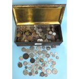 A collection of various British and foreign coinage, including a small quantity of pre-1947 silver.