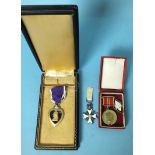 A Belgian Civil Merit decoration, (a/f), a US Purple Heart, boxed and a USSR Centenary of Lenin's