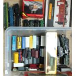 A quantity of unboxed OO gauge, locomotives, coaches and wagons, Hornby catalogues, etc, by