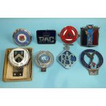 Two Royal Air Forces Association car badges, three various RAC car badges and three other car