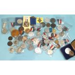 Forty-five various metal British Royal commemorative medallions, coronations, etc.