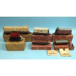 Märklin HO gauge, 393C covered wagon, in original brown box, four other wagons in orange bicycle