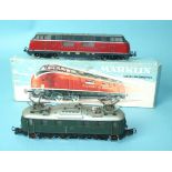 Märklin HO gauge, 3021 3-rail DB Bo-Bo diesel locomotive V200 006, (a/f), boxed and a 3024 3-rail DB