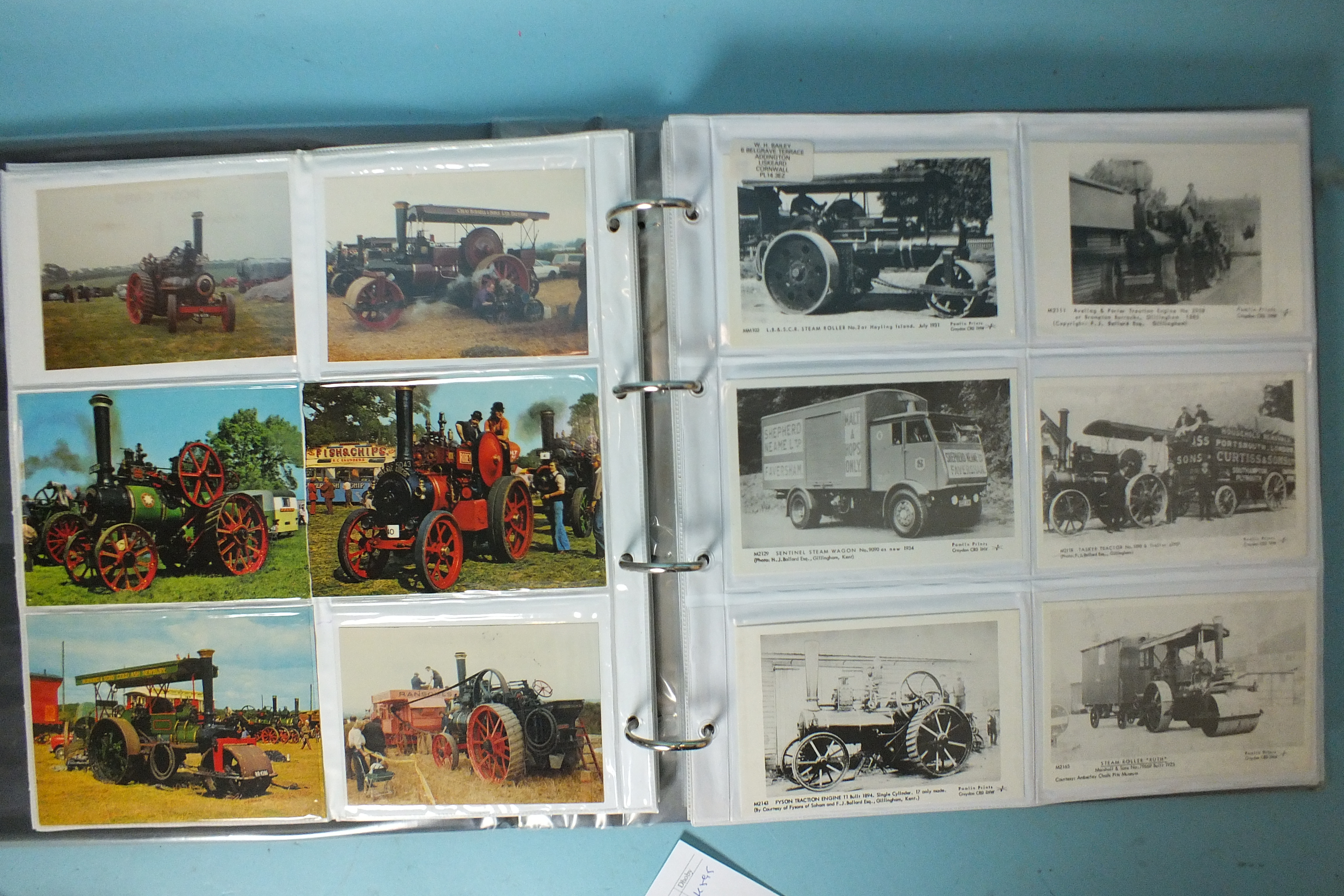 An album of approximately 340 postcards and photographs of traction engines.