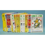 A collection of 60 speedway programmes, mainly Kings Lynn from the 1990's, with scores, (60).
