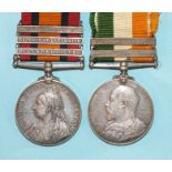 Boer War Campaign pair, Devon Regiment: Queens South Africa Medal with three clasps, Belfast,