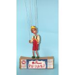 A 1950's Pelham Puppet "Pinocchio", in original blue label box.