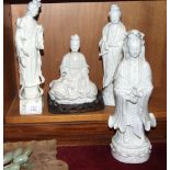 Four 20th century blanc de chine figures, approximately 30cm high.
