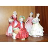 A collection of four Royal Doulton figurines: 'Janet' HN1537, 'Sweeting' HN1935, 'The Bridesmaid'