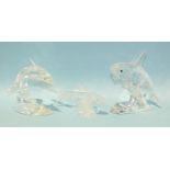 Three Swarovski Crystal figures: Orca Whale, Dolphin and Baby Shark, all boxed, (3).