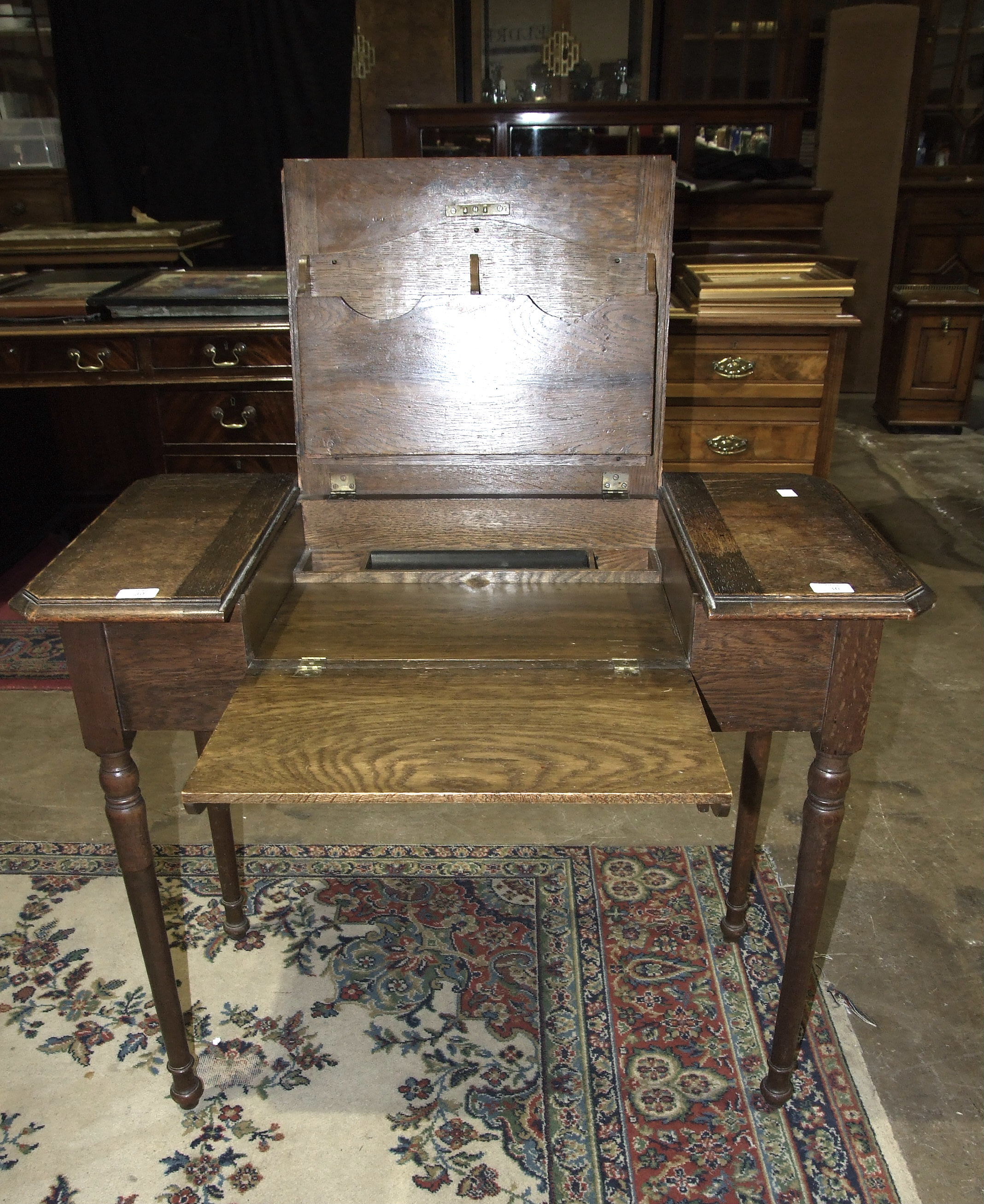 'The Britisher Desk', an early-20th century folding writing desk fitted with stationery - Image 2 of 3