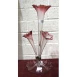 A Victorian clear and cranberry glass epergne, 47cm high.