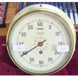 A brass Smith's Astral bulkhead clock, 27cm diameter.