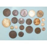 A restrike Maria Theresa thaler and a collection of various British and world coinage.