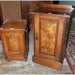 A late-Victorian walnut coal purdonium, 56cm high and a Victorian walnut bedside cupboard, 74cm