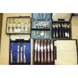 A set of six Chinese silver export cake forks stamped Lee Yee Hing, a cased set of six silver-