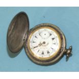 A damaged Turkish-market white metal pocket watch.