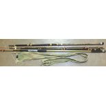 A House of Hardy 13ft Matchmaker fibreglass coarse fishing rod and a Hardy's "Longbow" 12ft