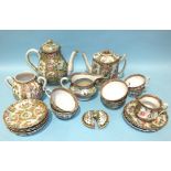 A Canton teapot, milk jug, cream jug and other damaged pieces of Canton tea ware.