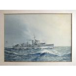 •Cdr Eric Erskine Campbell Tufnell RN (1888-1973) HMCS RESTIGOUCHE 1939 Watercolour, signed and