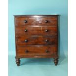 A Victorian mahogany nest of four drawers, on short turned legs, 38cm wide, 45cm high.