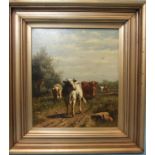 William Frederick Hulk (1852-1922) THE COMMON, CATTLE GRAZING Signed oil on canvas, inscribed and