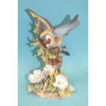 Two Dunheved bone china bird ornaments, 'Goldfinch', 19.5cm high, 15/50, dated '95 and 'Redstart',