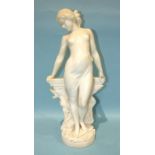 Emilio Fiaschi, a late-19th century Italian carved alabaster figure of a nude female leaning against